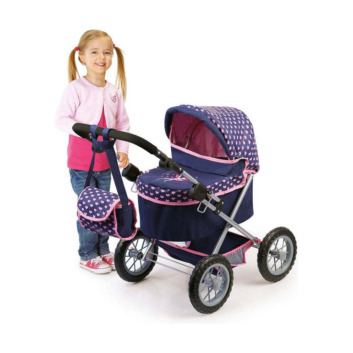 Puppenwägelchen Reig Trendy Royal Special Version in Blau und Rosa für 45 cm Puppen