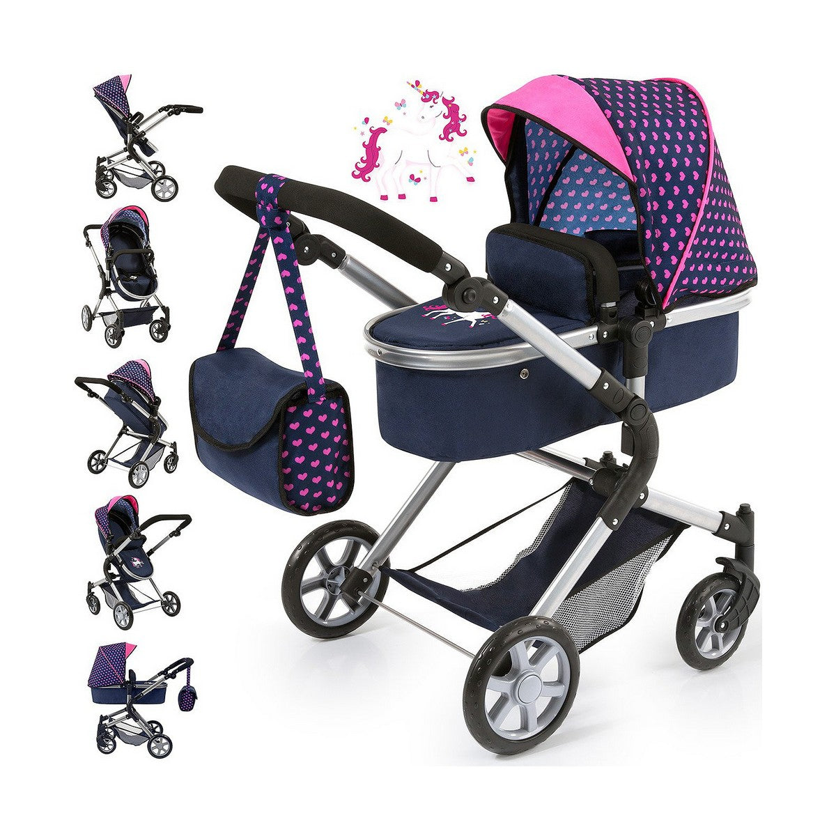 Puppenwägelchen Reig Combi Neo Pro Marineblau 63 cm - Meloni2
