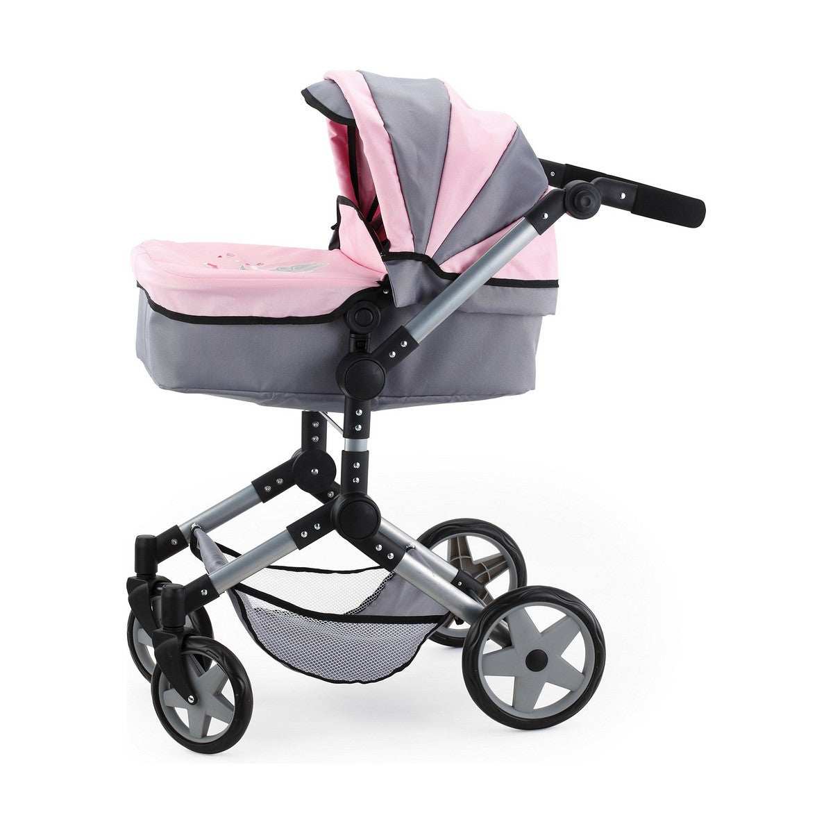 Puppenwägelchen Reig Pram Neo Pro Grau 57 cm Kinderpuppenwagen mit Kulturbeutel für Puppen bis 50 cm