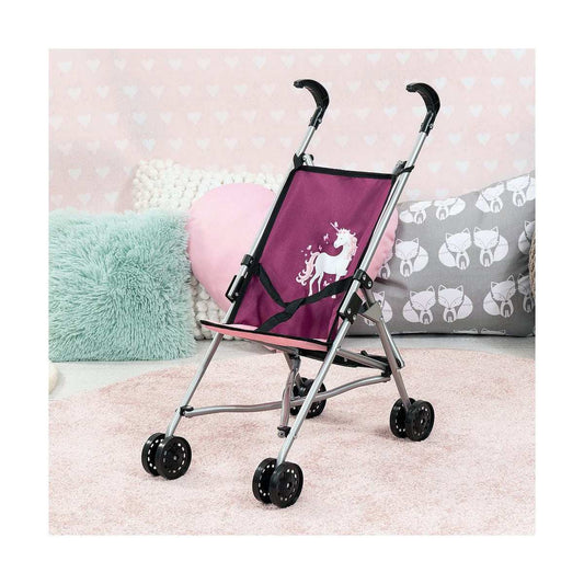 Puppenwagen Reig Lila mit Regenschirm und Einhorn-Design in zartem Lila für Kinder