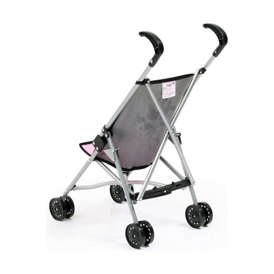 Puppenwagen Grau Fee mit Regenschirm und faltbarem Design für Kinder