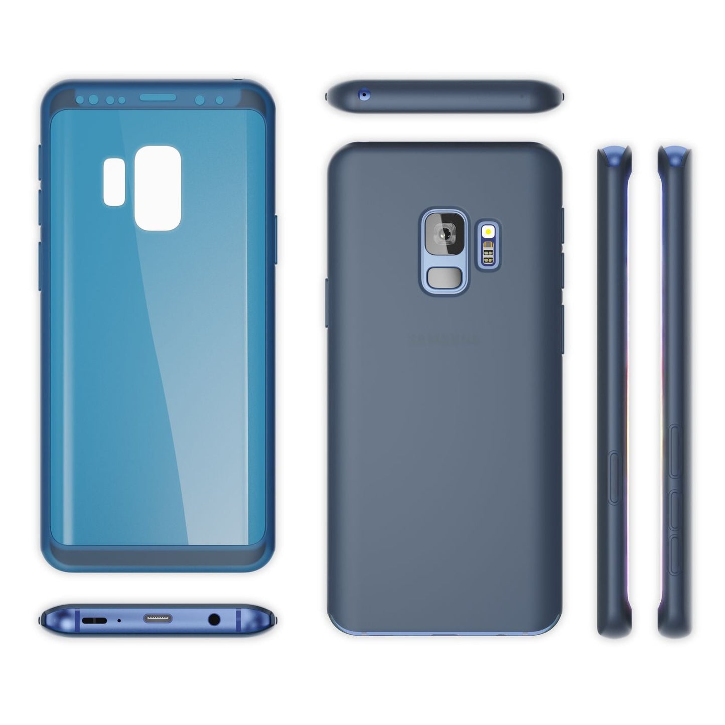 NALIA 360 Grad Hülle kompatibel mit Samsung Galaxy S9, Full Cover Handyhülle mit Schutzglas Doppel-Schutz, Dünnes Case Silikon Etui, Transparenter Displayschutz & Rückseite
