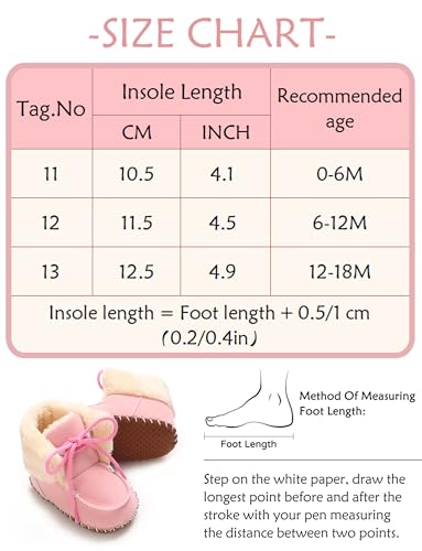 Adigau Baby Boys Girls Winter Boots Soft Sole Warm Boots Lace Flat Prewalker Snow Boots 0-18 Months