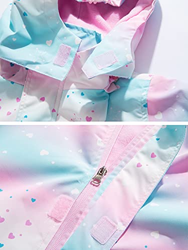 NATUST Mädchen Gefütterte Regenjacke Kinder Winddicht Übergangsjacke mit Abtrennbare Kapuze