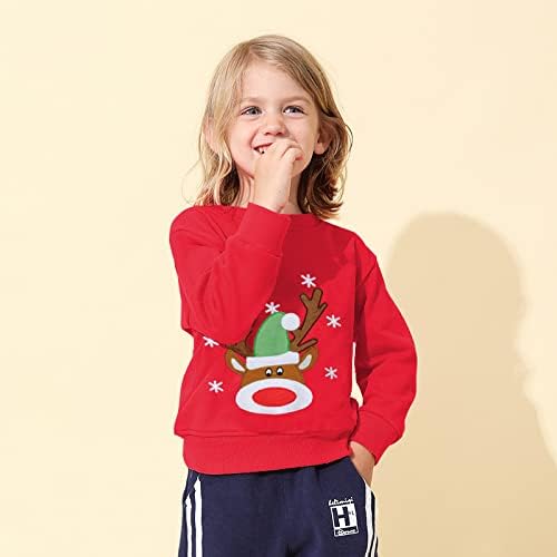 EULLA Kinder Mädchen Jungen Weihnacht Pullover Sweatshirt Weihnachtsoutfit Weihnachtspuli Christmas Xmas Rentier Weihnachtsmann Weihnachtskleidung 92 98 104 110 116 122