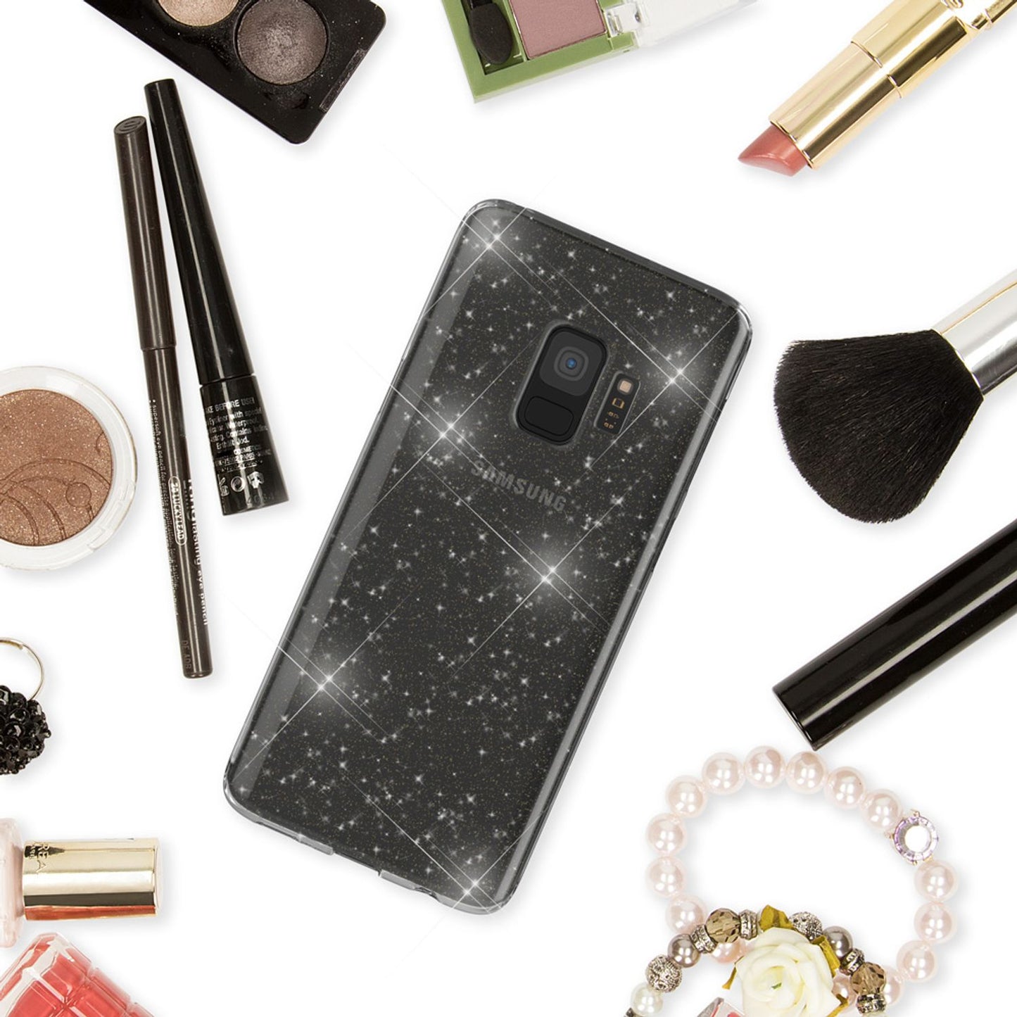 NALIA Glitzerhülle für Samsung Galaxy S9 – Funkelndes Silikon Case – DAZZLIN (Transparent & Stoßfest) – Marke aus Berlin
