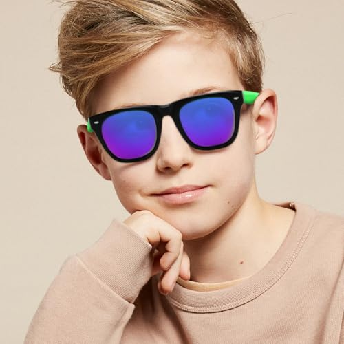 TUONYIS 3 Stück Kinder-Sonnenbrillen für Jungen, klassischer Stil, Retro-Sonnenschutz, Augenbrille, Kleinkind, Kinderbrille, UV400-Schutz, Uni für Jungen und Mädchen