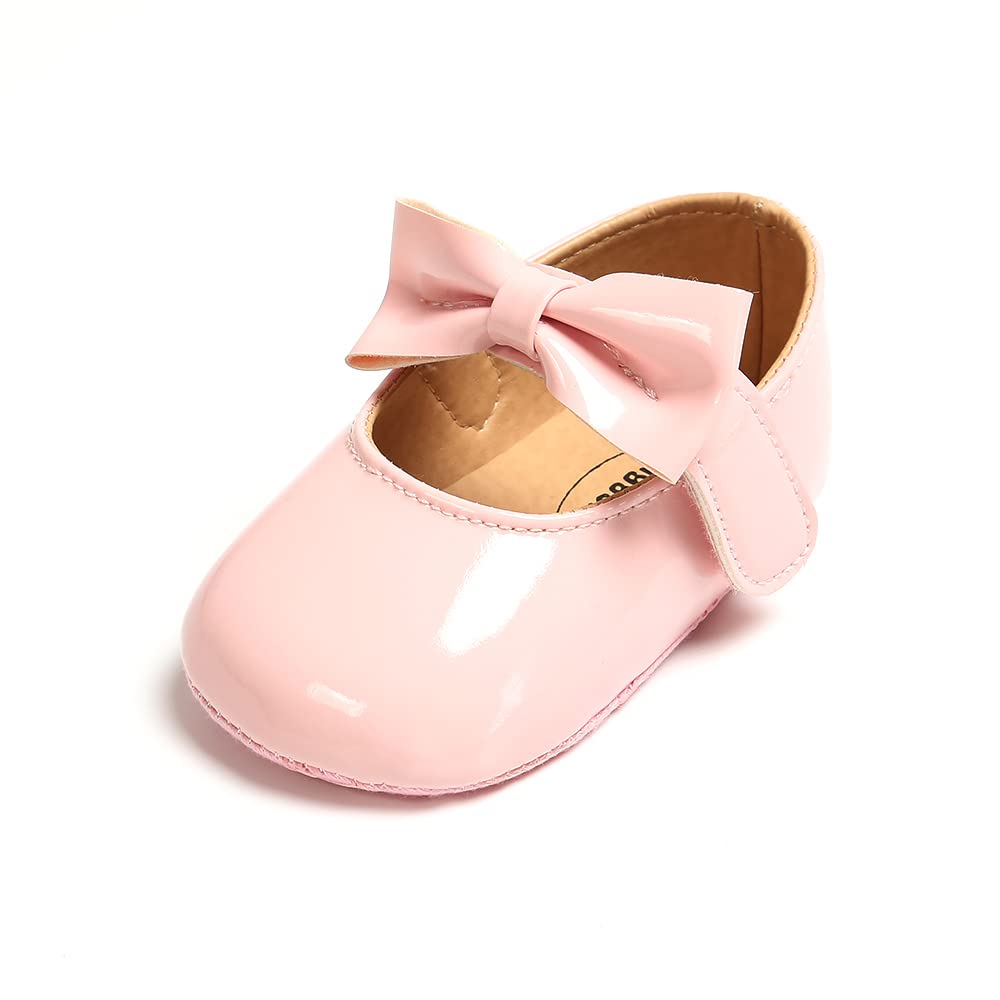 MASOCIO Babyschuhe für Mädchen mit Schleife – Rutschfeste Party Ballet Flats für Kleinkinder