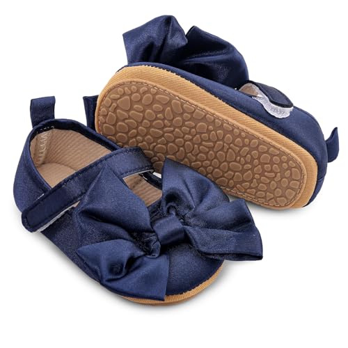MASOCIO Babyschuhe für Mädchen mit Schleife – Rutschfeste Party Ballet Flats für Kleinkinder