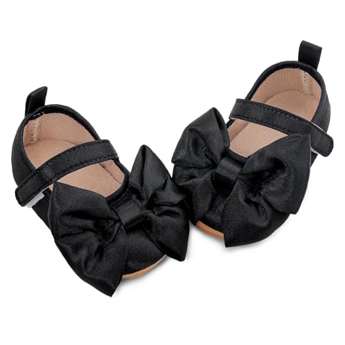MASOCIO Babyschuhe für Mädchen mit Schleife – Rutschfeste Party Ballet Flats für Kleinkinder