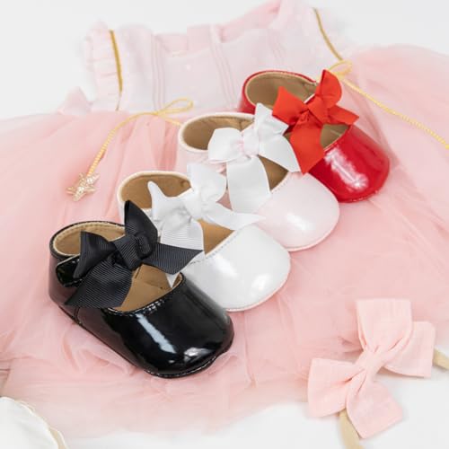 Sonsage Infant Baby Mädchen Bowknot Mary Jane Kleinkind weich Anti-Rutsch-Sohle Prinzessin Hochzeit Kleid erste Walking Flats Prewalker Neugeborenen Ballett Schuhe