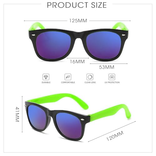 TUONYIS 3 Pack Kids Sunglasses for Boys, Classic Style Retro Sun Glasses, Toddler Children Eyeglasses, UV400 Protection, Plain for Boys and Girls