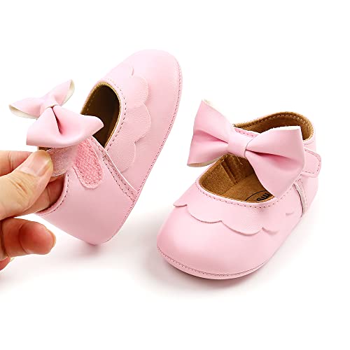 MASOCIO Babyschuhe für Mädchen mit Schleife – Rutschfeste Party Ballet Flats für Kleinkinder