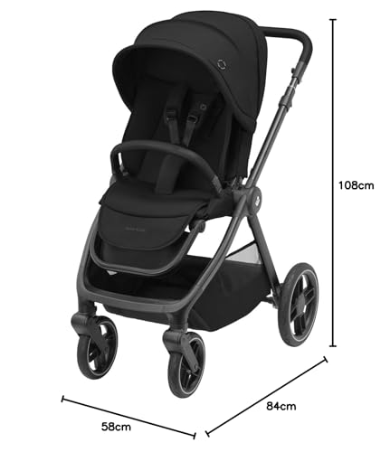 Maxi-Cosi Oxford Plus Baby Stroller 2 in 1 Set with Carrycot 0-4 Years 0-22kg Compact Folding Soft Suspension 3 Reclining Positions 10kg Storage Basket Twillic Graphite