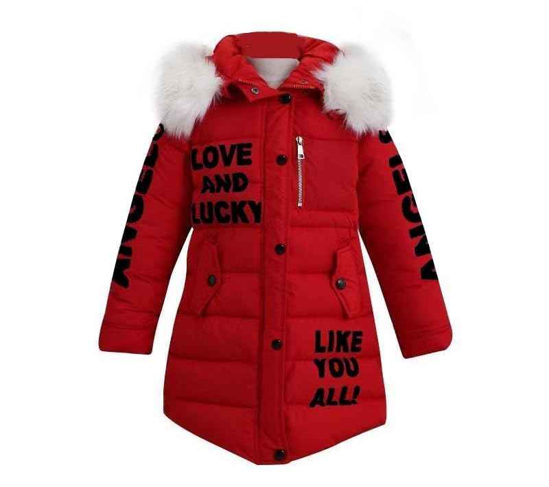 Down Jacket Girls Children's Parka Hooded Jacket Coat Long Jacket Made of Faux Fur Warm Winter