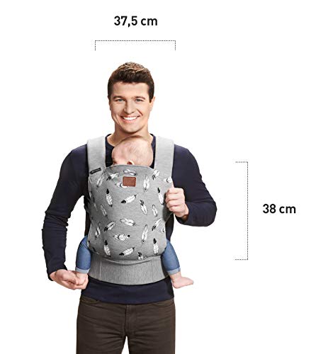 Kinderkraft Babytrage MILO, Rückentrage, Bauchtrage für Säuglinge und Kleinkinder, Baby Carrier, Kindertrage, Ergonomisch, aus Baumwolle, Leichte Konstruktion, ab 3 Monate bis 20 kg, Grau