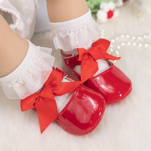 Sonsage Infant Baby Mädchen Bowknot Mary Jane Kleinkind weich Anti-Rutsch-Sohle Prinzessin Hochzeit Kleid erste Walking Flats Prewalker Neugeborenen Ballett Schuhe