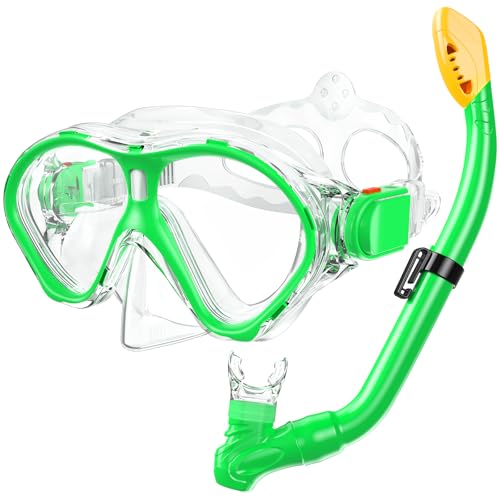 Gintenco Schnorchelset Kinder, Taucherbrille Kinder mit Schnorchel Anti-Fog Panorama-Weitsicht, Anti-Leck schnorchelmaske,Tauchmaske für Schwimmen Schnorcheln 4-16 Jahre