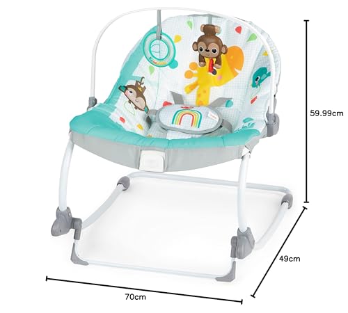 Bright Starts, Disney Baby Minnie Mouse Forever Besties, Wippe für Babies und Kleinkinder, mit beruhigenden Vibrationen, abnehmbarem Spielzeugbogen und 2 Spielzeugen, rose, 12209