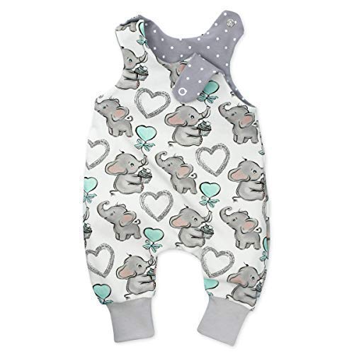 Rompers player elephants white grey