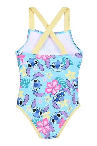 Disney Stitch Badeanzug für Mädchen, Tropisches Design Einteiliger Badeanzug, Größen 3 bis 8 Jahre