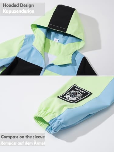 NATUST Kids Boys Waterproof Jacket Lightweight Transition Jacket Windproof Rain Jacket with Hood