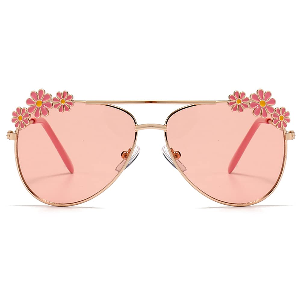 Hifot Sonnenbrille Kinder für Mädchen, Kinder Pilotenbrille mit Edelstahl Metall Gestel Kleinkind Sonnenbrille Kinder Sonnenbrillen 3-12jahre