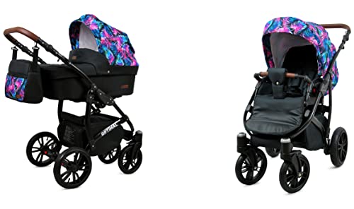 BabyLux® Stroller Set 4 in 1 - Optimal - incl. carrycot, buggy sports seat, car seat, ISOFIX base - car seat - stroller set - combo stroller with changing bag, etc.