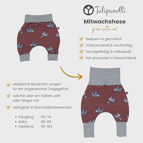 Handmade Baby Baggy Trousers, Handmade Cotton Jersey Grows with Your Gown, Sizes 50-74, 68-86, 92-104, Fairly Produced in Germany (Sea Creatures, 50-74)