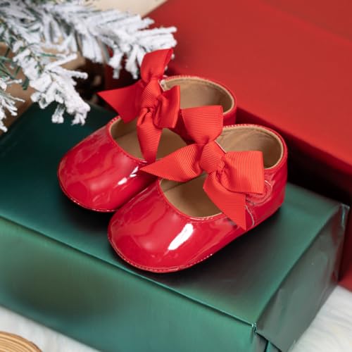 Sonsage Infant Baby Mädchen Bowknot Mary Jane Kleinkind weich Anti-Rutsch-Sohle Prinzessin Hochzeit Kleid erste Walking Flats Prewalker Neugeborenen Ballett Schuhe