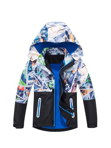 NATUST Boys' Lined Rain Jacket Wind and Waterproof Transition Jacket