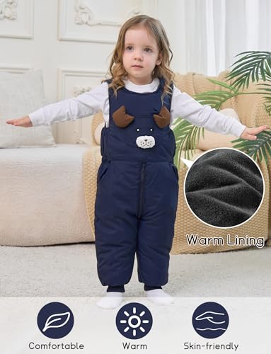FEOYA Baby snowsuit winter stitch girls winter jacket fleece cute. Children's clothing sleeveless fashion boys romper lined round neck collar warm with zip black 9 months - 4 years