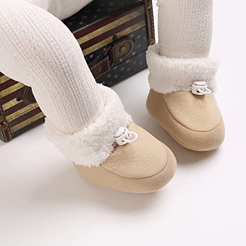 Tolaler Baby Newborn Fleece Booties Unisex, Thickened Lining, Warm Baby Winter Shoes, Adjustable Non-Slip with Soft Sole, Baby Booties/Everyday Wear (0–18 Months)