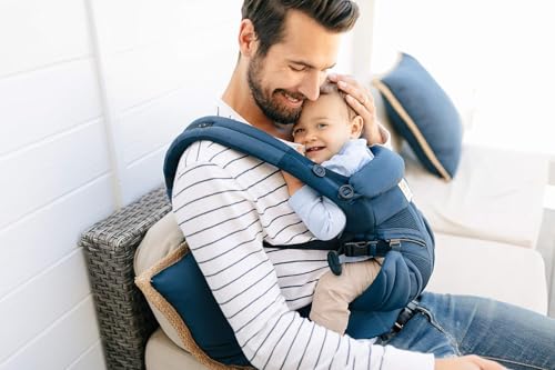 Ergobaby Babytrage, Omni 360 Cool Air Mesh mit 4 Positionen für Neugeborene bis Kleinkinder (0-4 Jahre), ergonomische Kindertrage und Rucksack, Mitternachtsblau