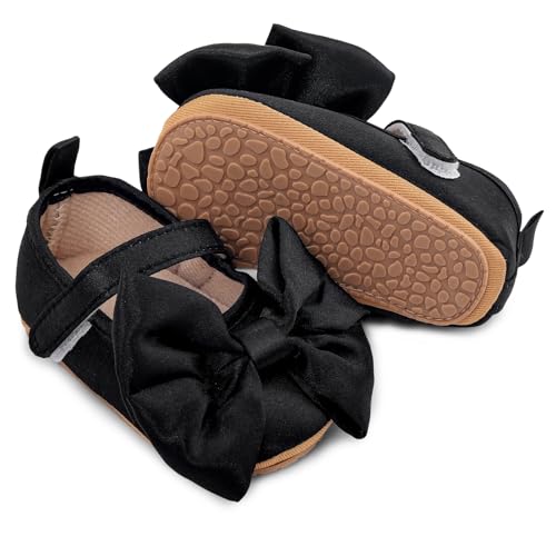 MASOCIO Babyschuhe für Mädchen mit Schleife – Rutschfeste Party Ballet Flats für Kleinkinder