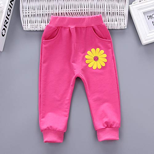 Yao 1-5 Years Toddler & Little Girls Floral Print 3-Piece Sets Zip Jacket Long Sleeve Crew Neck T-Shirt and Trousers