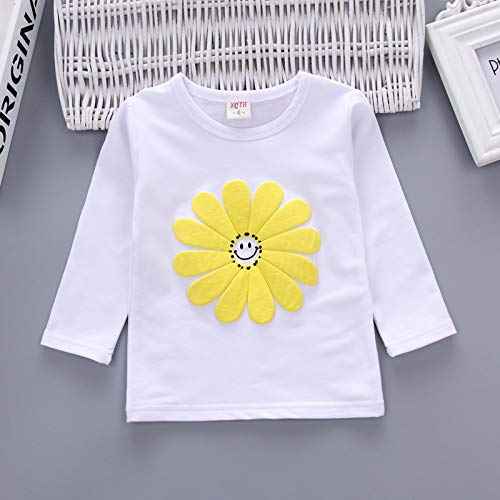 Yao 1-5 Years Toddler & Little Girls Floral Print 3-Piece Sets Zip Jacket Long Sleeve Crew Neck T-Shirt and Trousers