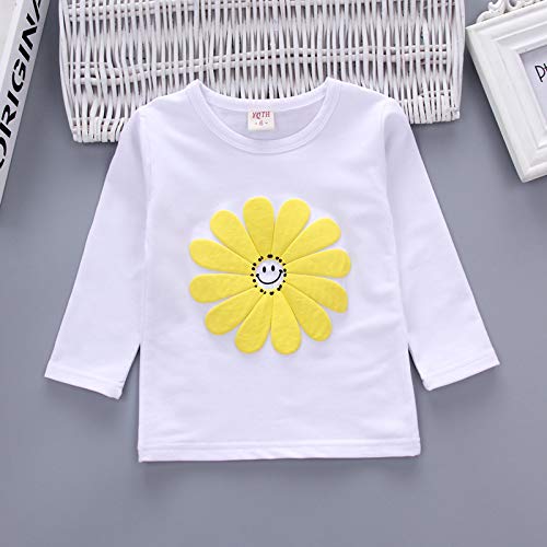 Yao 1-5 Years Toddler & Little Girls Floral Print 3-Piece Sets Zip Jacket Long Sleeve Crew Neck T-Shirt and Trousers