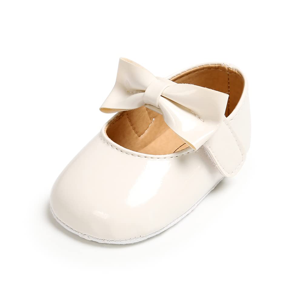 MASOCIO Babyschuhe für Mädchen mit Schleife – Rutschfeste Party Ballet Flats für Kleinkinder