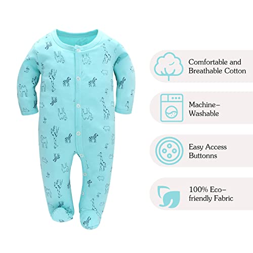Amo nenes Sleep Romper Baby Boys Overall 3 Pack Unisex Pajamas Cotton Romper Jumpsuits Long Sleeve Player Baby Clothes with 0-7 Months