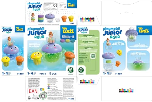 PLAYMOBIL Junior Aqua Tinti Sustainable Toy for Children from 1 Year Old Colourful Squid with Rings for Colour Sorting 71438
