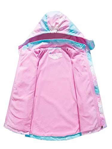 NATUST Mädchen Gefütterte Regenjacke Kinder Winddicht Übergangsjacke mit Abtrennbare Kapuze