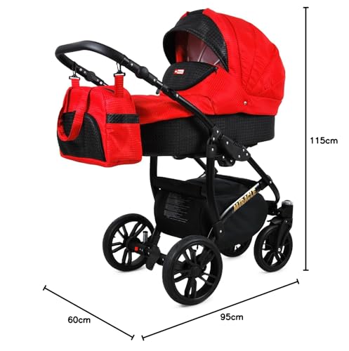 BabyLux Miracle 2-in-1 Baby Pushchair Deep and Pushchair with Accessories Adjustable and Foldable Aluminium Construction Waterproof Non-Removable Wheels Gold Leaf