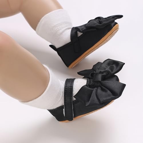 MASOCIO Babyschuhe für Mädchen mit Schleife – Rutschfeste Party Ballet Flats für Kleinkinder