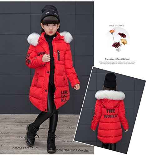 Down Jacket Girls Children's Parka Hooded Jacket Coat Long Jacket Made of Faux Fur Warm Winter