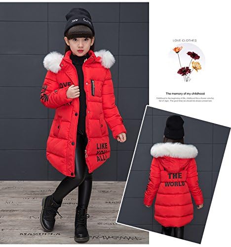 Down Jacket Girls Children's Parka Hooded Jacket Coat Long Jacket Made of Faux Fur Warm Winter
