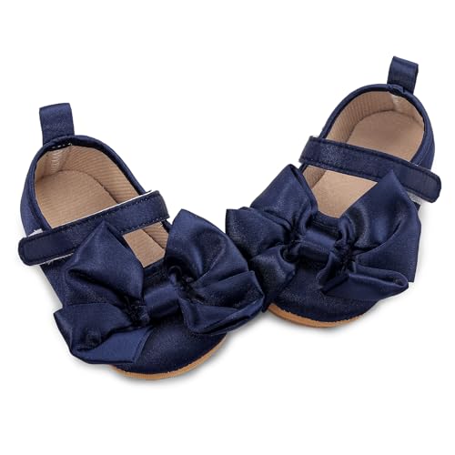 MASOCIO Babyschuhe für Mädchen mit Schleife – Rutschfeste Party Ballet Flats für Kleinkinder