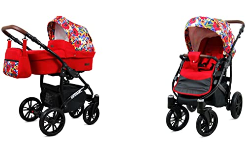 BabyLux® Kinderwagen Set 4 in 1 - Optimal - incl. Babywanne, Buggy Sportsitz, Auto-Babyschale, ISOFIX-Basisstation - Autositz - Kinderwagenset - Kombikinderwagen mit Wickeltasche usw.