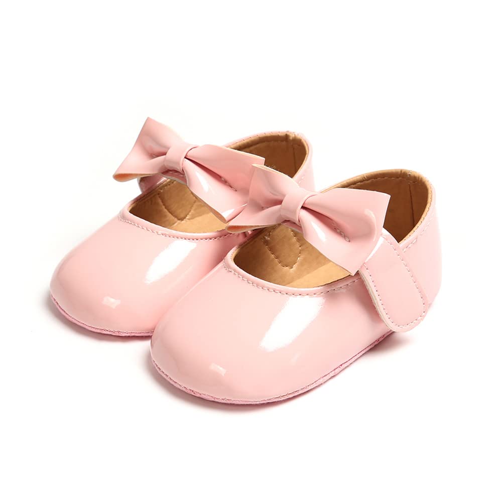 MASOCIO Babyschuhe für Mädchen mit Schleife – Rutschfeste Party Ballet Flats für Kleinkinder