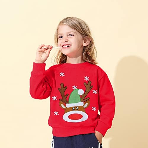 EULLA Kinder Mädchen Jungen Weihnacht Pullover Sweatshirt Weihnachtsoutfit Weihnachtspuli Christmas Xmas Rentier Weihnachtsmann Weihnachtskleidung 92 98 104 110 116 122